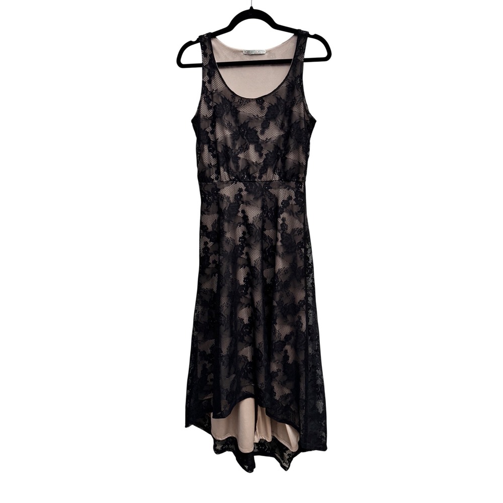 Rolla Coster Lace High-Low Dress Black Nude Size Medium Formal Cocktail Goth - Picture 2 of 6